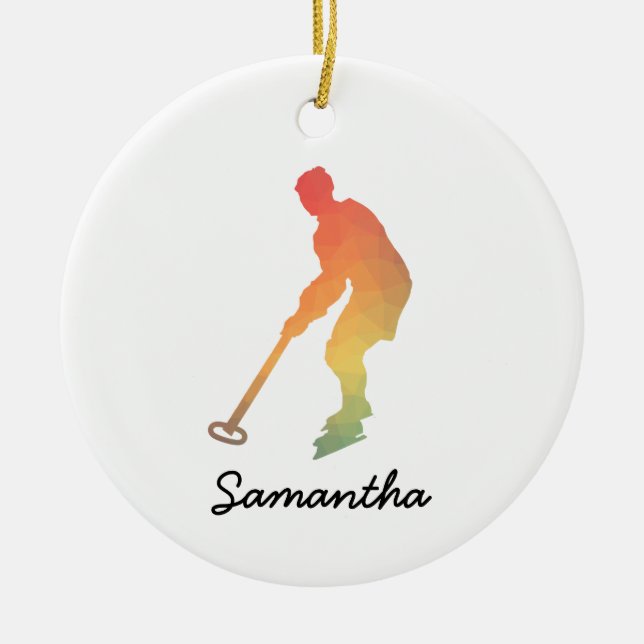 Individuelle Name Ringette Girl Gradient Keramik Ornament (Vorne)
