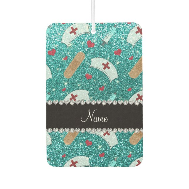 Individuelle Name Robin Blau Glitzer Krankenschwes Autolufterfrischer (Vorderseite)