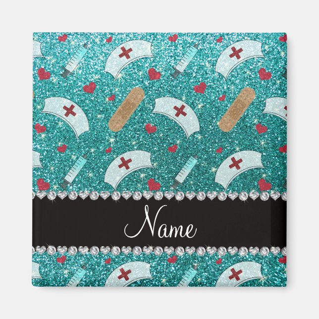 Individuelle Name Robin Blau Glitzer Krankenschwes Magnet (Vorne)