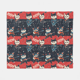 INDIVIDUELLE NAME Rock n' Roll Cats | Rot und Schw Fleecedecke