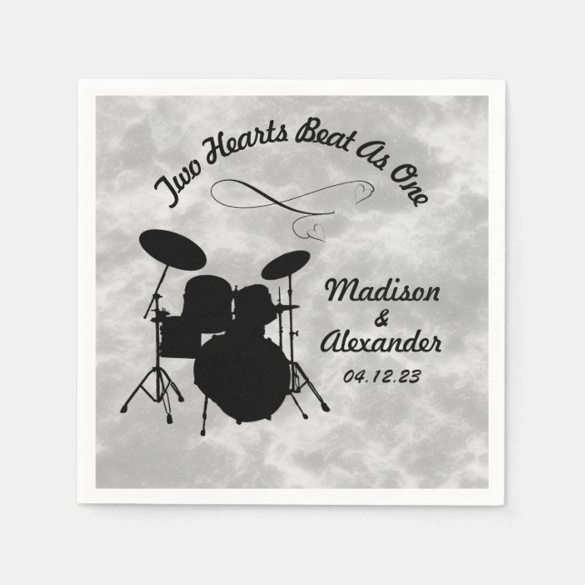 Individuelle Name Rock & Roll Drummer Wedding Drum Serviette (Vorderseite)