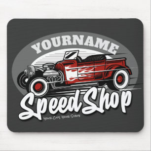 Individuelle Name Rockabilly Roadster Speed Shop G Mousepad