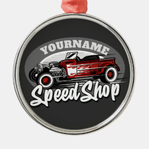Individuelle Name Rockabilly Roadster Speed Shop G Ornament Aus Metall
