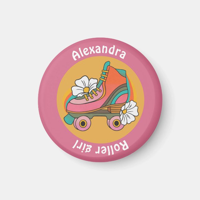 individuelle Name Roller Mädchen rosa Girl Magnet (Vorne)
