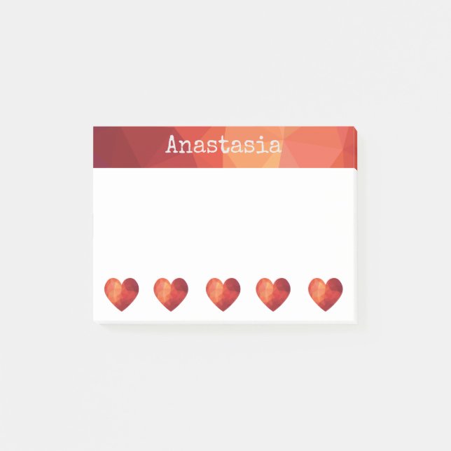 Individuelle Name romantisch rotes, tiefes Poly He Post-it Klebezettel (Vorderseite)