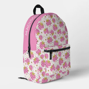 Individuelle Name Rosa Erdbeeren Muster Bedruckter Rucksack