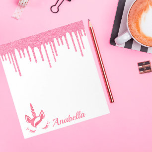 Individuelle Name Rosa Glitzer Tropfen Stars Einho Notizblock