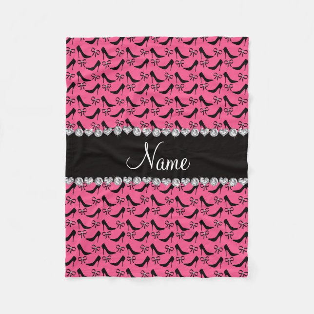 Individuelle Name Rosa High Heels Bogen Diamanten Fleecedecke (Vorderseite)