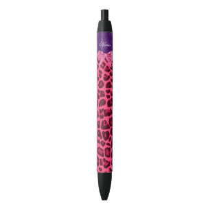 Individuelle Name Rosa Leopard lila Damastbogen Kugelschreiber