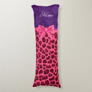 Individuelle Name Rosa Leopard lila Damastbogen Seitenschläferkissen