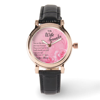 Individuelle Name Rosa-Meldung für die Ehefrau Armbanduhr