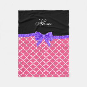 Individuelle Name rosa morokkanischer lila Glitzer Fleecedecke