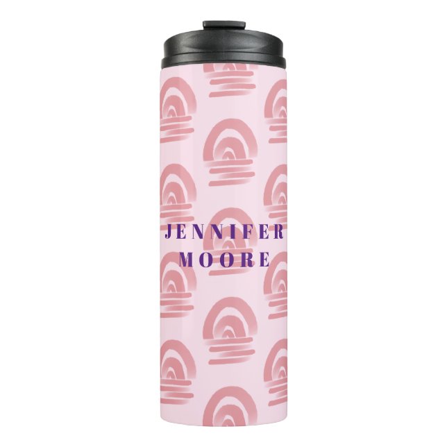 Individuelle Name Rosa Regenbogenmuster Thermosbecher (Vorderseite)