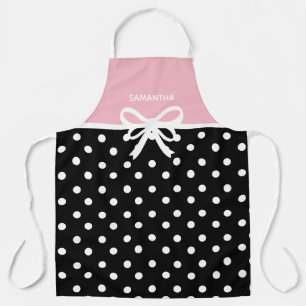 Individuelle Name Rosa Schwarzer Polka Dot Ribbon Schürze