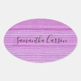 Individuelle Name rosa Streifen mit Textilien Ovaler Aufkleber