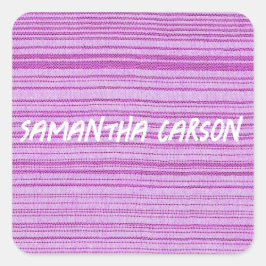 Individuelle Name rosa Streifen mit Textilien Quadratischer Aufkleber