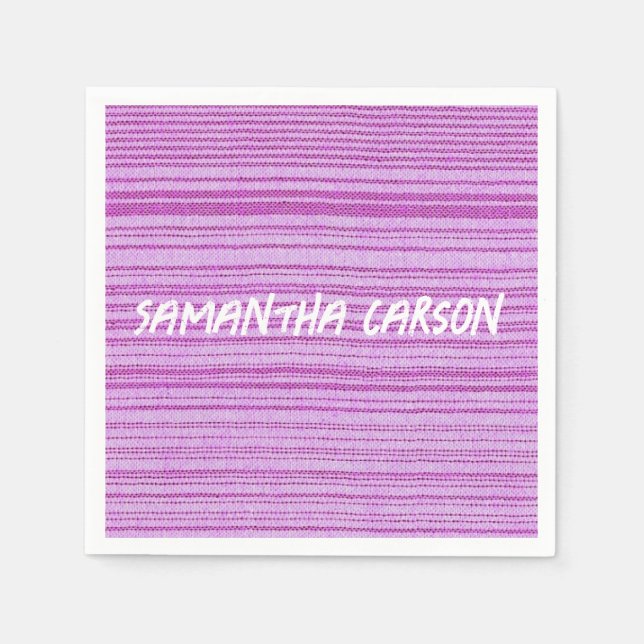 Individuelle Name rosa Streifen mit Textilien Serviette (Vorderseite)