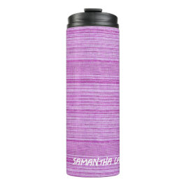 Individuelle Name rosa Streifen mit Textilien Thermosbecher