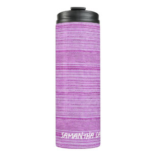 Individuelle Name rosa Streifen mit Textilien Thermosbecher