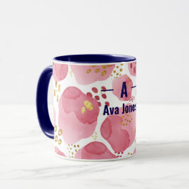 Individuelle Name Rosa Tasse mit Blumen - Wasserfa