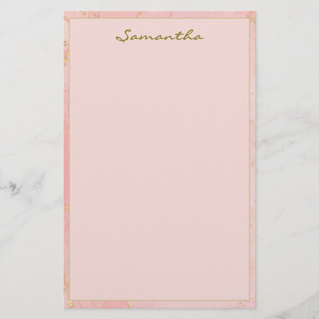 Individuelle Name Rosa und Gold Briefpapier (Vorderseite)