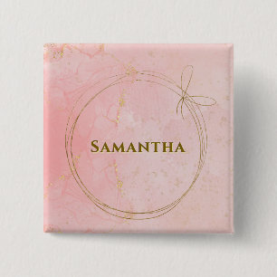 Individuelle Name Rosa und Gold Square Button