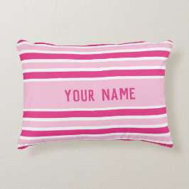 Individuelle Name Rosa und weiße Streifen Dekokissen