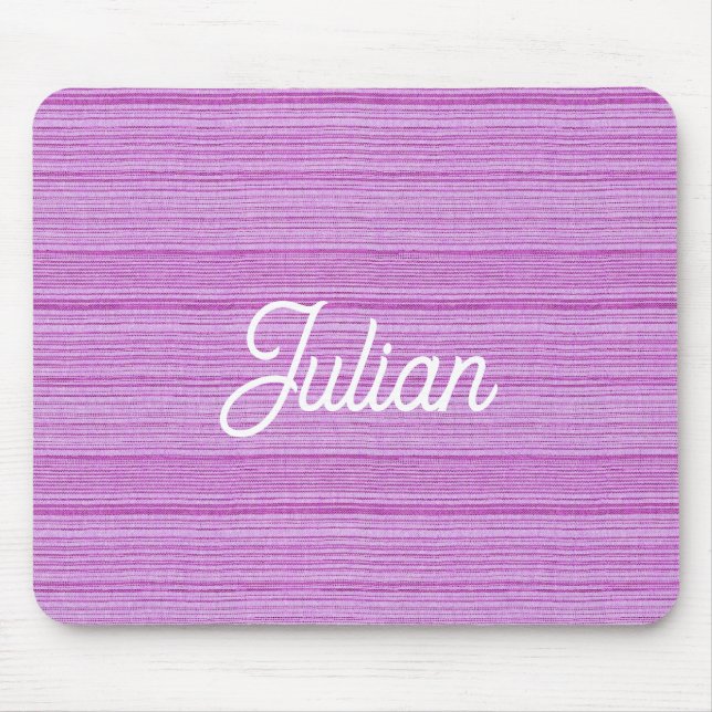 Individuelle Name, rosa und weiße Streifen Mousepad (Vorne)