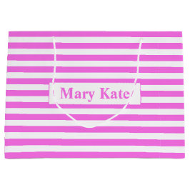 Individuelle Name Rosa/Weiße Streifen Große Geschenktüte