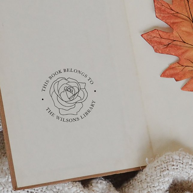 Individuelle Name Rose Blume Buch gehört zu Gummistempel (Custom Name Rose Flower Book Belongs To Rubber Stamp)