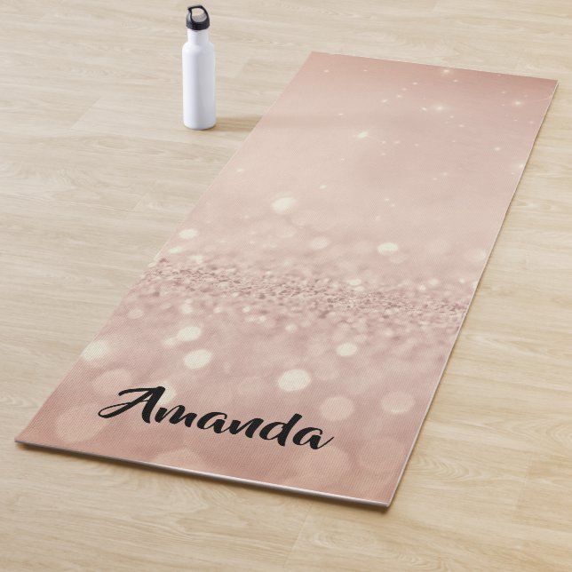 Individuelle Name Rose Gold Glitzer Girly Geschenk Yogamatte (Beispiel)