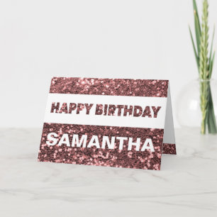 Individuelle Name Rose Gold Imitats Glitzer Glückl Karte