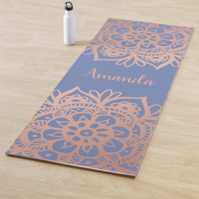 Individuelle Name Rose Gold Mandala Blue Yogamatte (Beispiel)