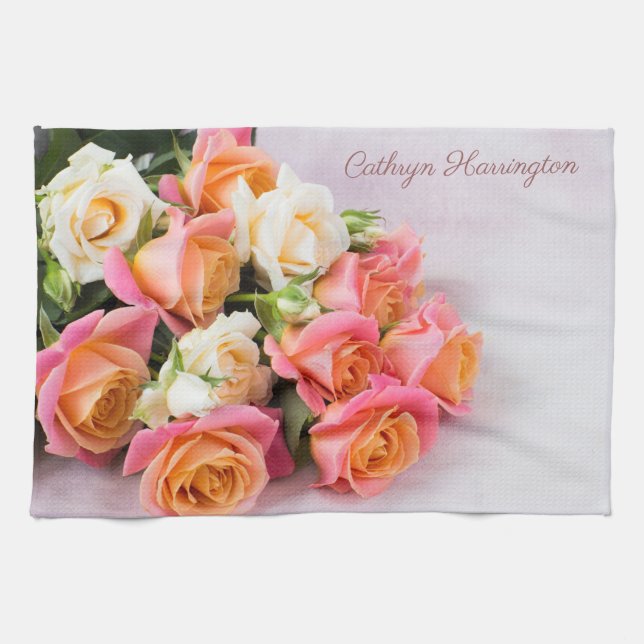 Individuelle Name Rose Küchenhandtuch Geschirrtuch (Horizontal)