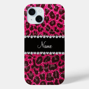 Individuelle Name Rose Rosa Glitzer Leopard Druck Case-Mate iPhone Hülle