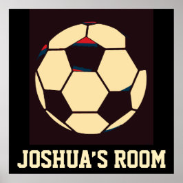Individuelle Name Rot-Creme Black Soccer Ball Room Poster