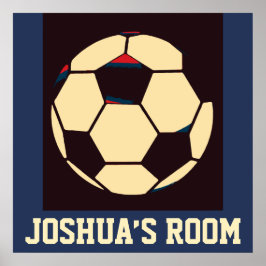 Individuelle Name Rot-Creme Black Soccer Ball Room Poster