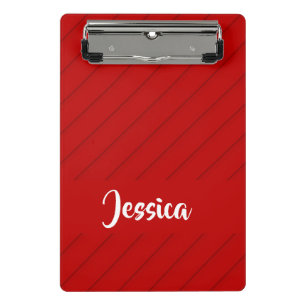 Individuelle Name roter diagonaler Kunststoff stru Mini Klemmbrett