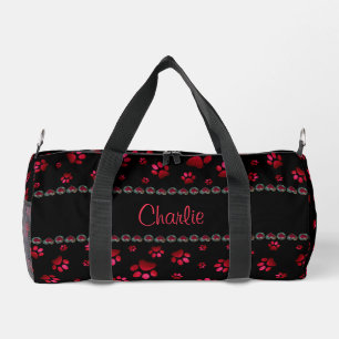 Individuelle Name, Rothundpfoten aus Glitzer Duffle Bag