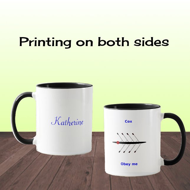 Individuelle Name Rudercox lustig zweiseitig Tasse (Sample: combo mug black
Add name to personalize)
