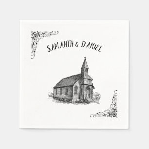 Individuelle Name Rustikale Kirche Hochzeit Napkin Serviette