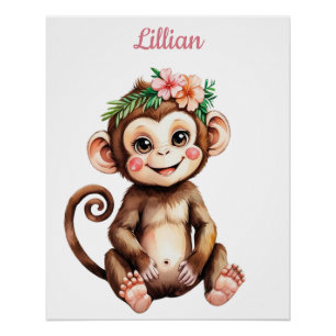 Individuelle Name Safari Girl Kinderzimmer Baby Mo Poster