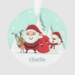individuelle Name Santa, Rentier & Snowman Ornament