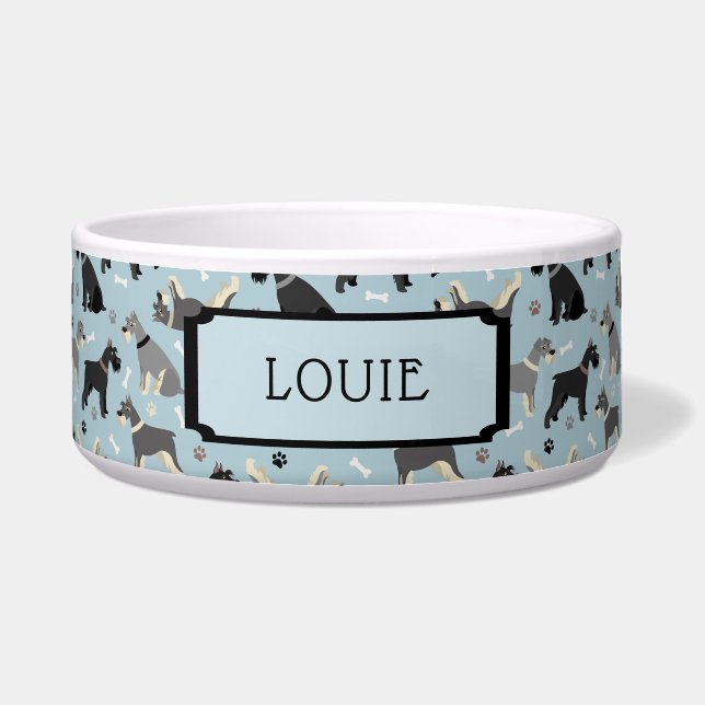 individuelle Name Schnauzer Paws and Bones Dog Napf (Vorderseite)