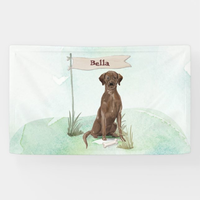 Individuelle Name Schokolade Labrador Haustier Hun Banner (Horizontal)