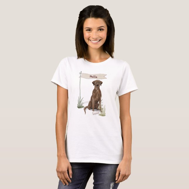 Individuelle Name Schokolade Labrador Haustier Hun T-Shirt (Vorne ganz)