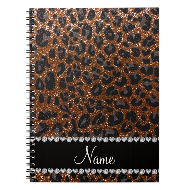 Individuelle Name Schokoladenbraun Glitzer Leopard Notizblock (Vorderseite)