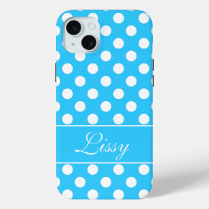 Individuelle Name, schöne blaue Polka-Punkte Case-Mate iPhone Hülle