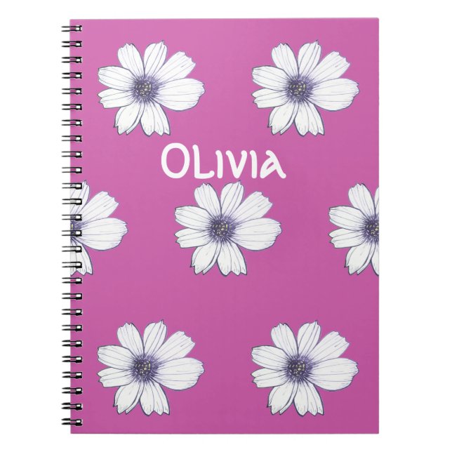 Individuelle Name Schönes Blume-Rosa-Design Notebo Notizblock (Vorderseite)