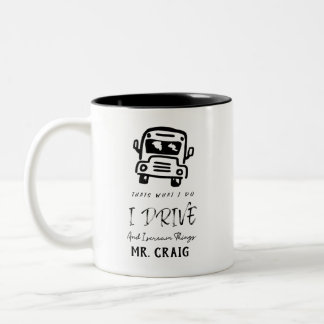 individuelle Name School Busfahrer Geschenk Zweifarbige Tasse